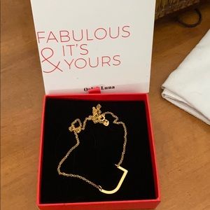 NEVER WORN Oak & Luna gold “J” monogram necklace